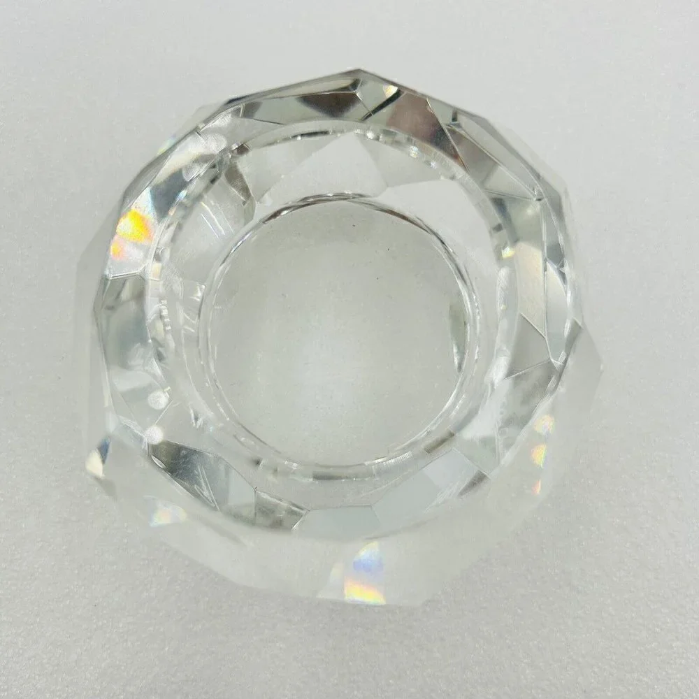 Oleg Cassini Geometric Crystal Votive/Candle Holder with Etched Signature 2.75